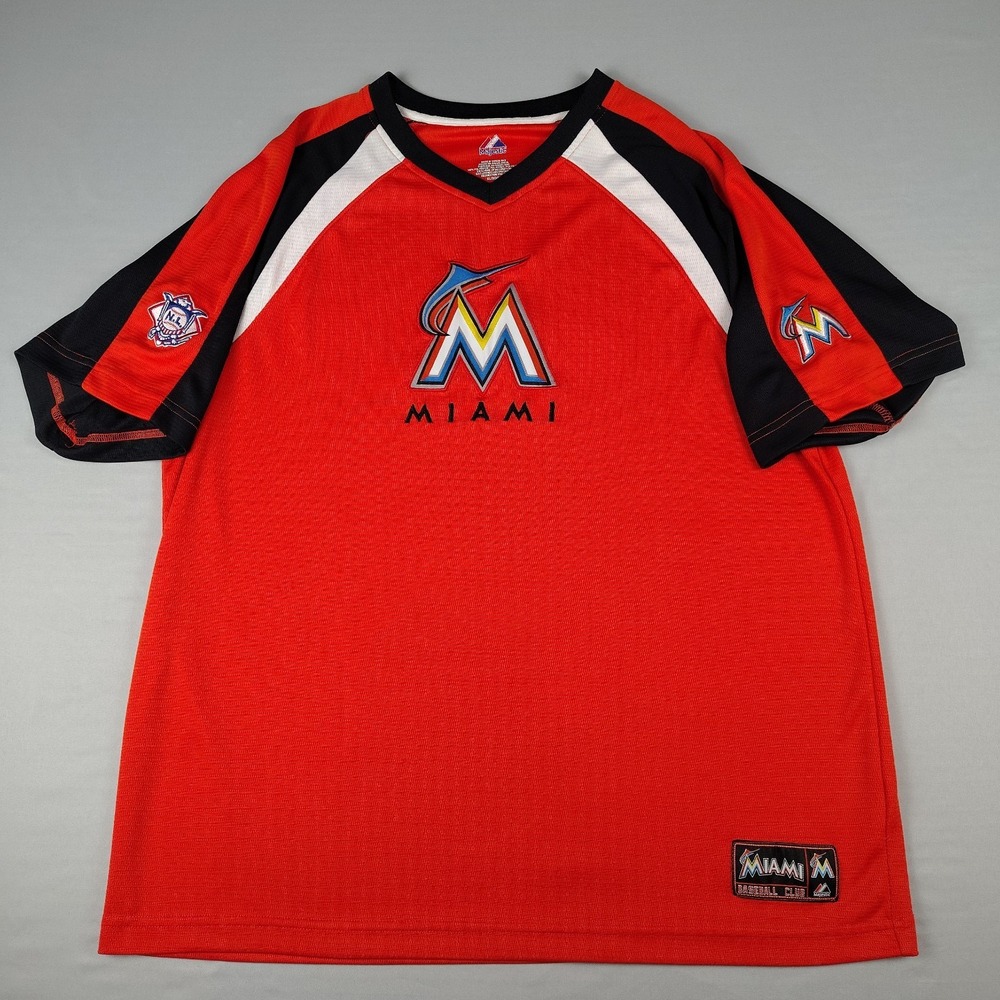 Miami Marlins Embroidered Jersey Shirt Mens XL MLB Baseball Orange Black